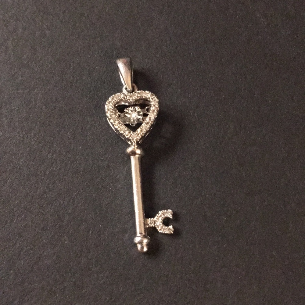 Diamond with Sterling silver key pendant